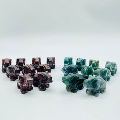 Moss Agate&Hematite Mini Elephant Carving Wholesale -Wholesale Crystals
