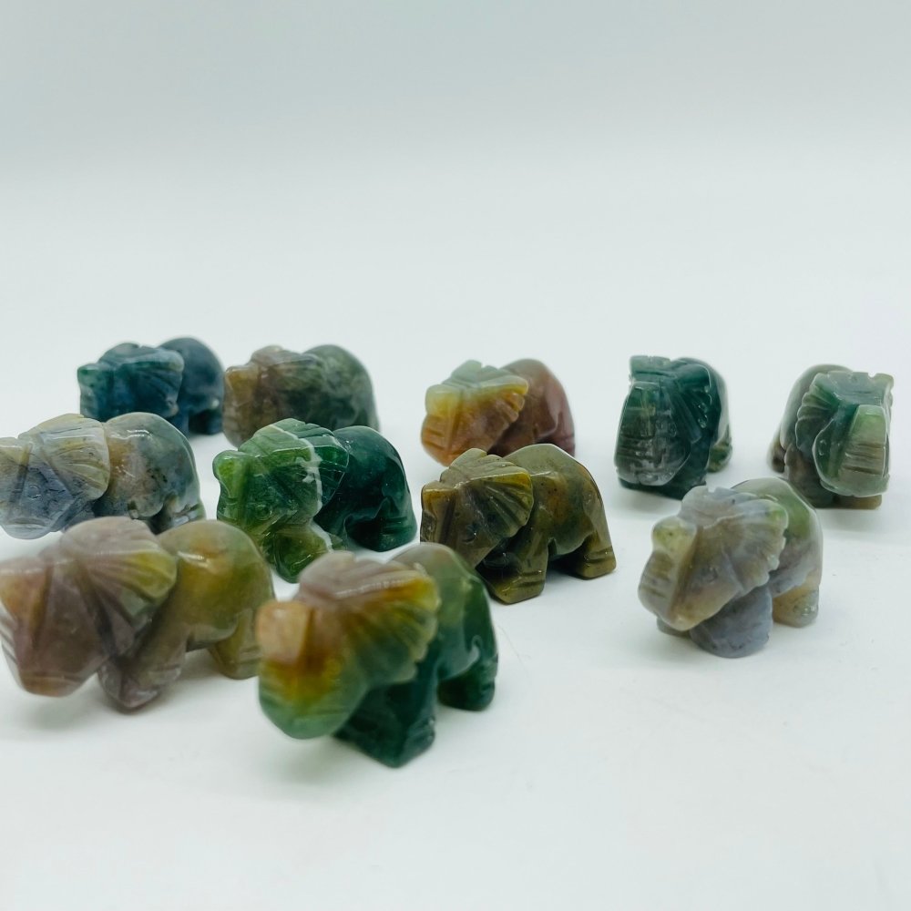 Moss Jade Elephant Carving Animal Wholesale -Wholesale Crystals