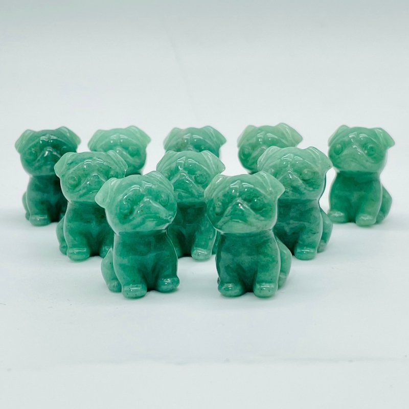 Natural Green Aventurine Pug Dog Carving Wholesale - Wholesale Crystals