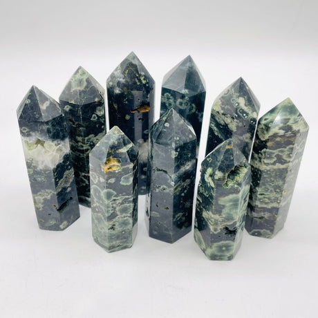 Natural Green Sea Ocean Jasper Tower Points Wholesale - Wholesale Crystals