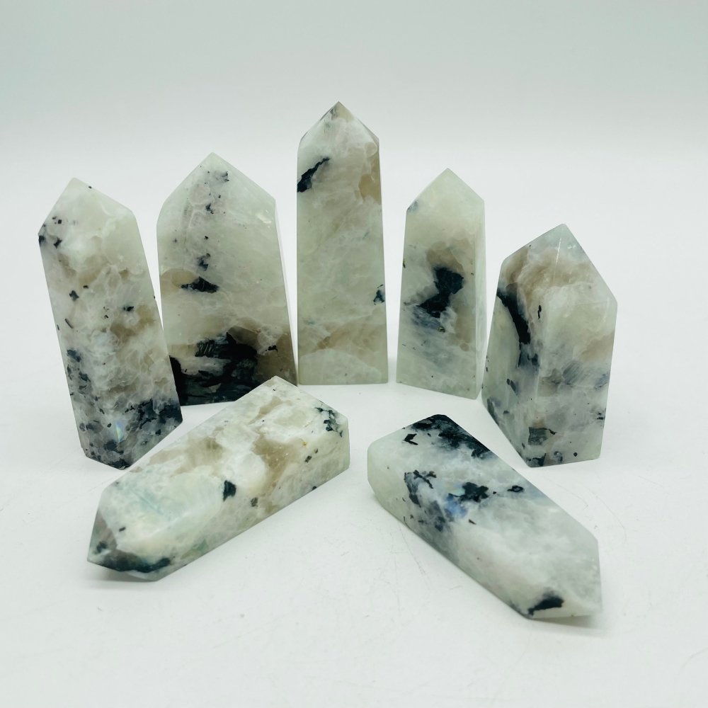 Natural Rainbow Moonstone Four-Sided Tower Points Wholesale -Wholesale Crystals