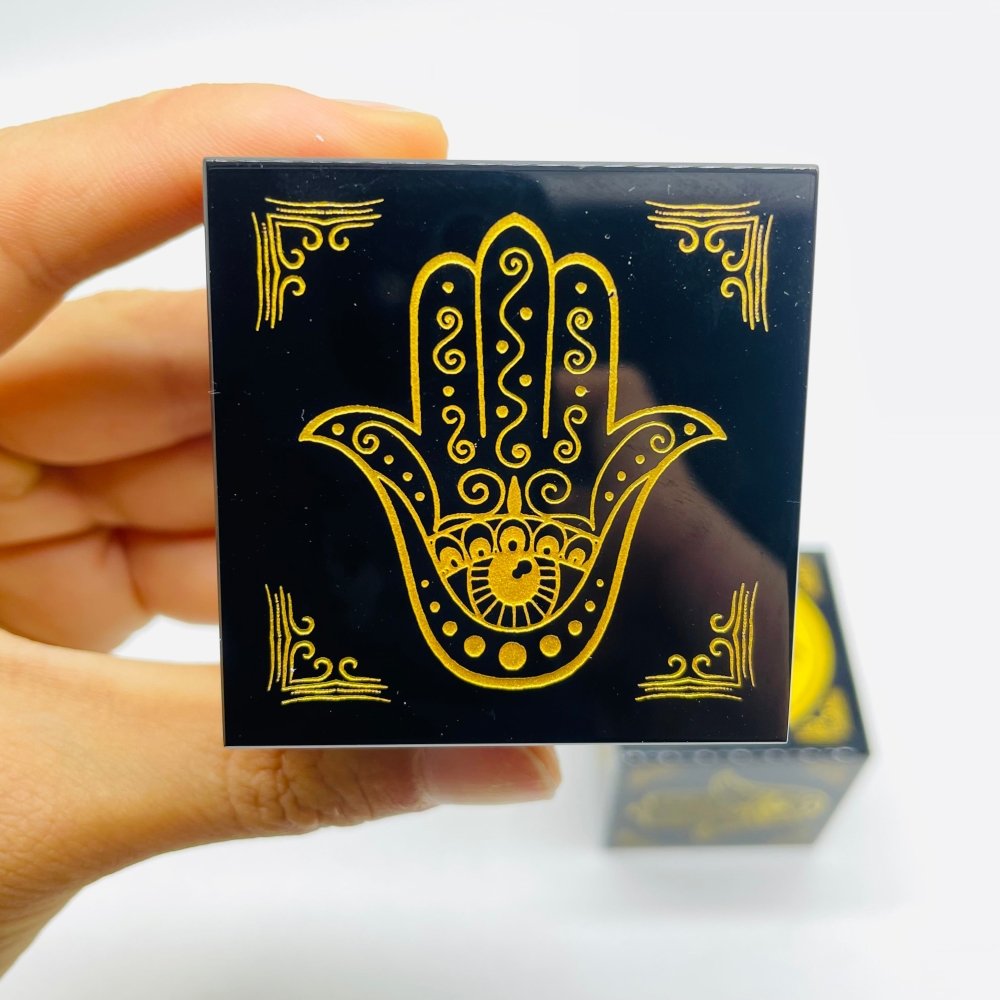 Obsidian Cube Hand of Fatima Cross with Wings Wholesale -Wholesale Crystals