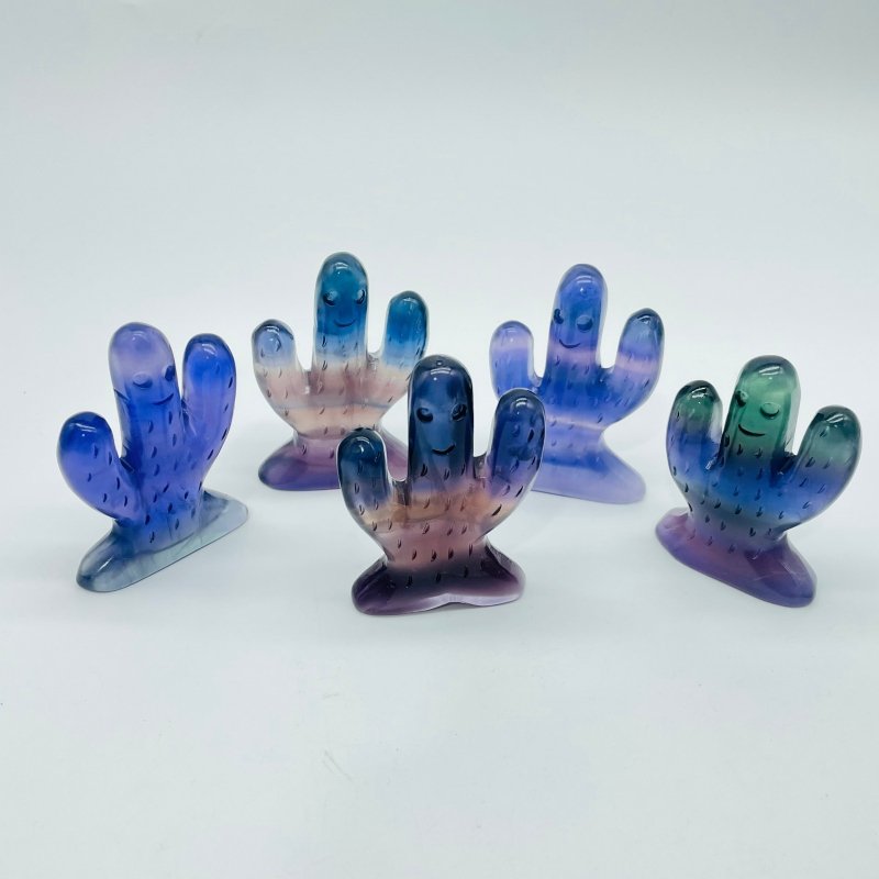 Rainbow Fluorite Cactus Carving Wholesale - Wholesale Crystals