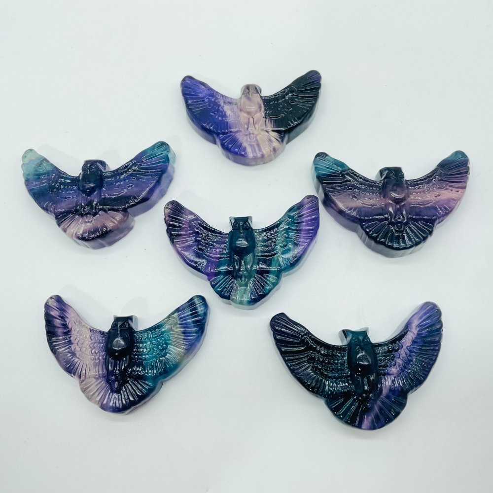 Rainbow Fluorite Owl Carving Crystal Wholesale -Wholesale Crystals