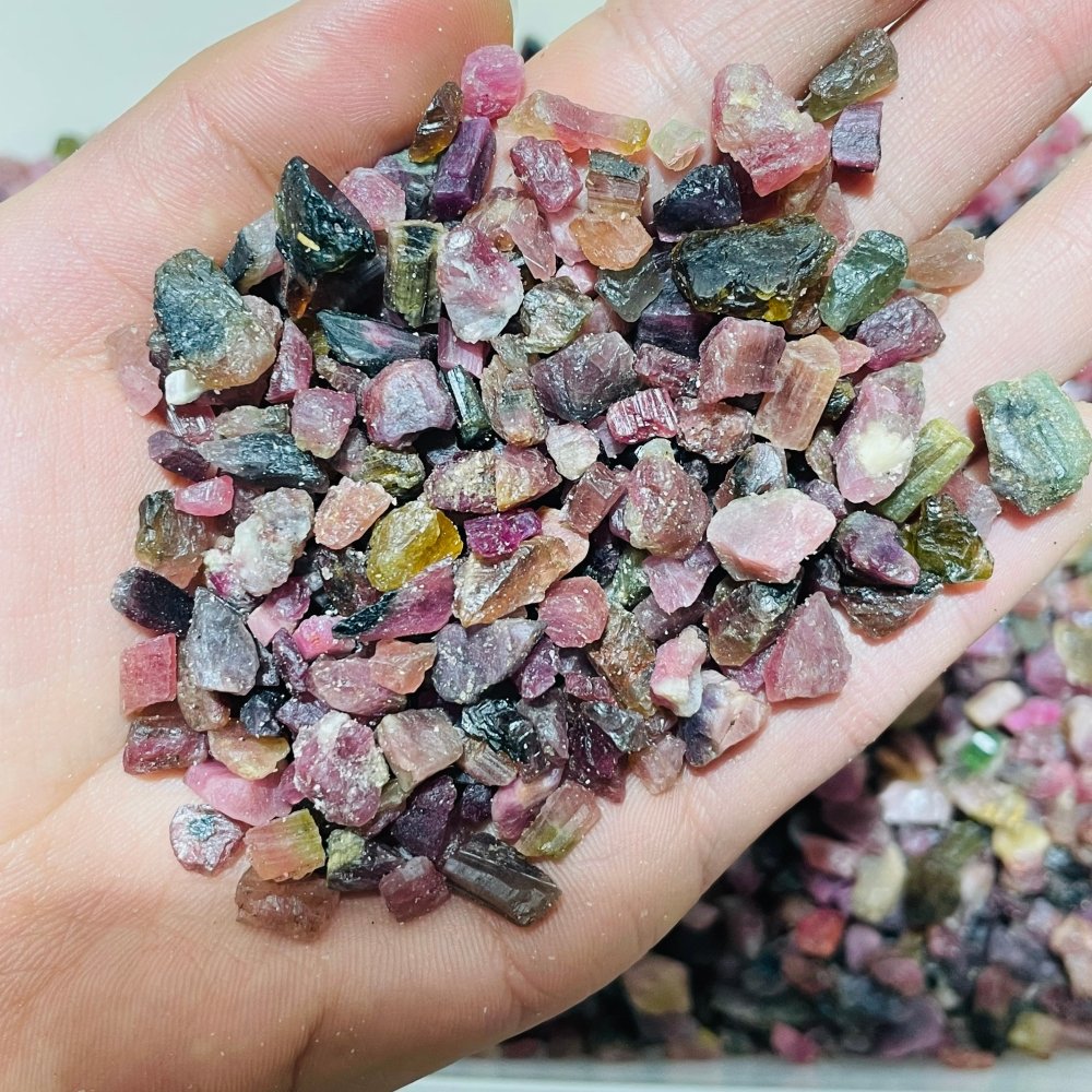 Raw Watermelon Tourmaline Colorful Gravel Chips Wholesale -Wholesale Crystals