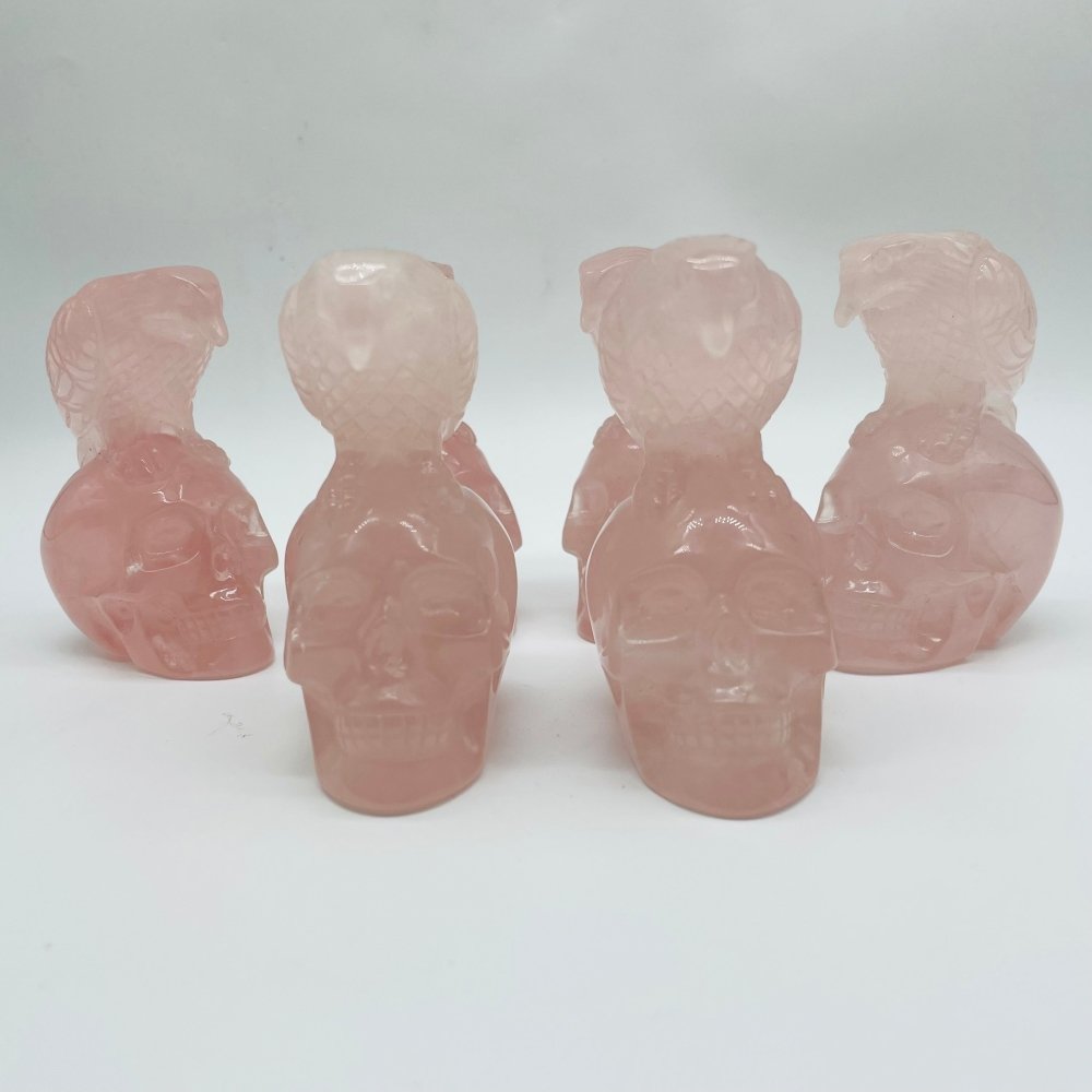 Rose Quartz Eagle Bird Skull Carving Wholesale -Wholesale Crystals