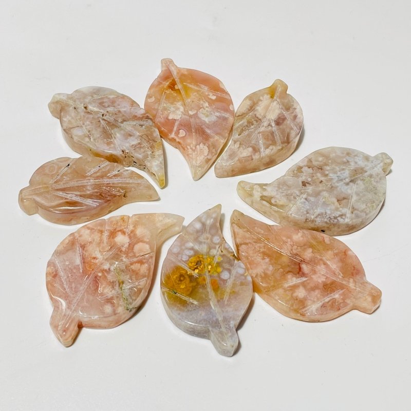 Sakura Flower Agate Leaf Shape Carving Wholesale - Wholesale Crystals