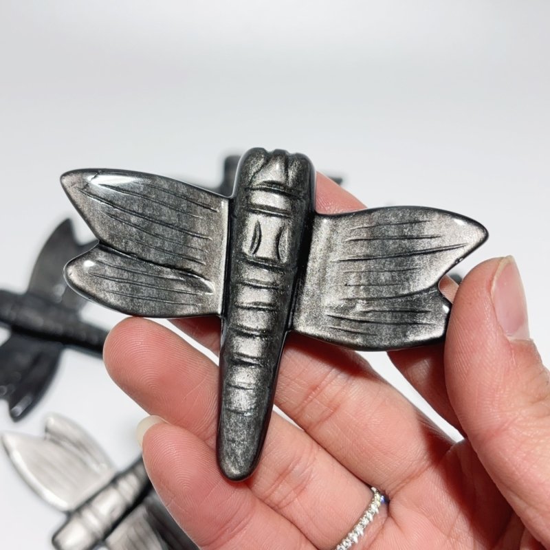 Silver Sheen Obsidian Dragonfly Carving Wholesale -Wholesale Crystals
