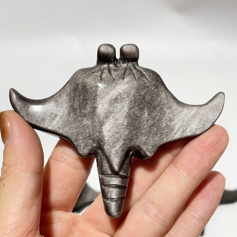 Silver Sheen Obsidian Manta Ray Carving Wholesale -Wholesale Crystals