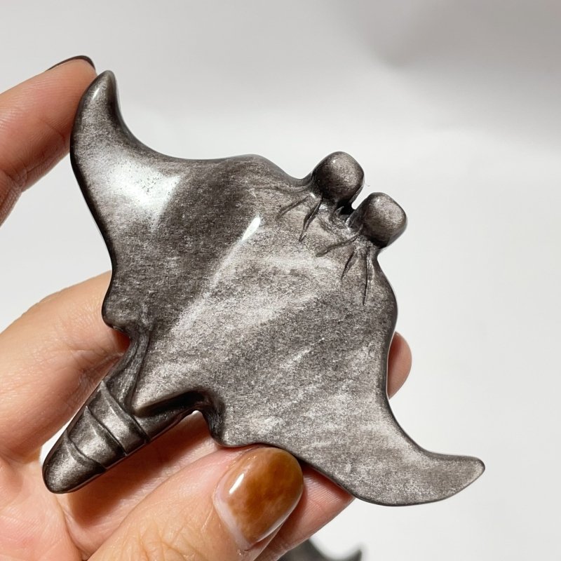 Silver Sheen Obsidian Manta Ray Carving Wholesale -Wholesale Crystals