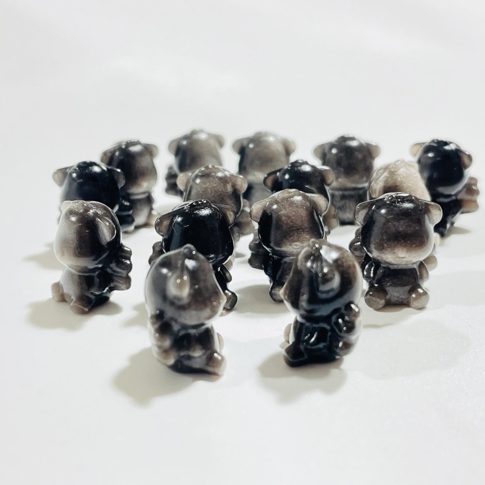 Silver Sheen Obsidian Mini Angel Bear Carving Wholesale -Wholesale Crystals