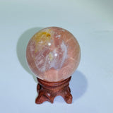Six Star Line Rose Quartz Rabbit Hair Rutile Sphere -Wholesale Crystals