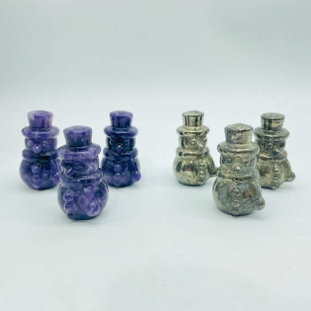 Snowman Carving Crystal Wholesale Pyrite Lepidolite -Wholesale Crystals