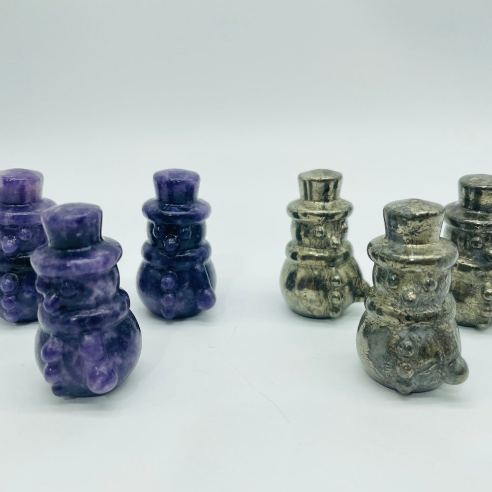 Snowman Carving Crystal Wholesale Pyrite Lepidolite -Wholesale Crystals
