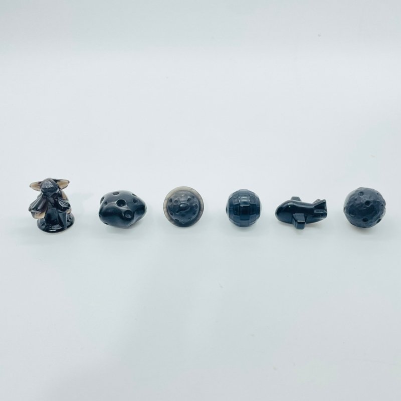 Star Wars Mini Black Obsidian Carving Wholesale Death Star Baby Yoda Starfighter - Wholesale Crystals