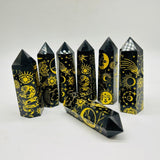 Sun And Moon Laser Printing Obsidian Tower Points Crystal Wholesale -Wholesale Crystals