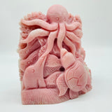 Unique Pink Opal Underwater World Octopus Sea Turtle WIth Dolphin Carving -Wholesale Crystals