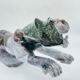 Unique Vein Ocean Jasper Galloping Leopard Panther Carving -Wholesale Crystals