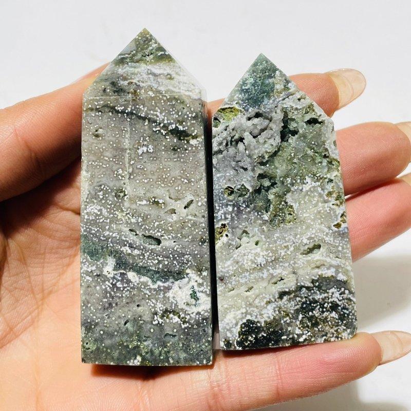 Vein Green Ocean Jasper Four - Sided Tower Points Wholesale - Wholesale Crystals